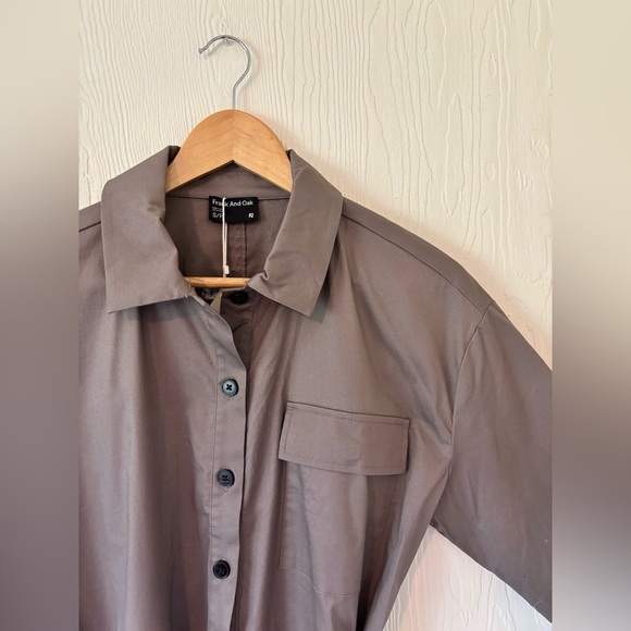 NWT Frank And Oak Clay Grey Taupe Utility Combat Oversized Parachute Jumpsuit - Picture 9 of 14